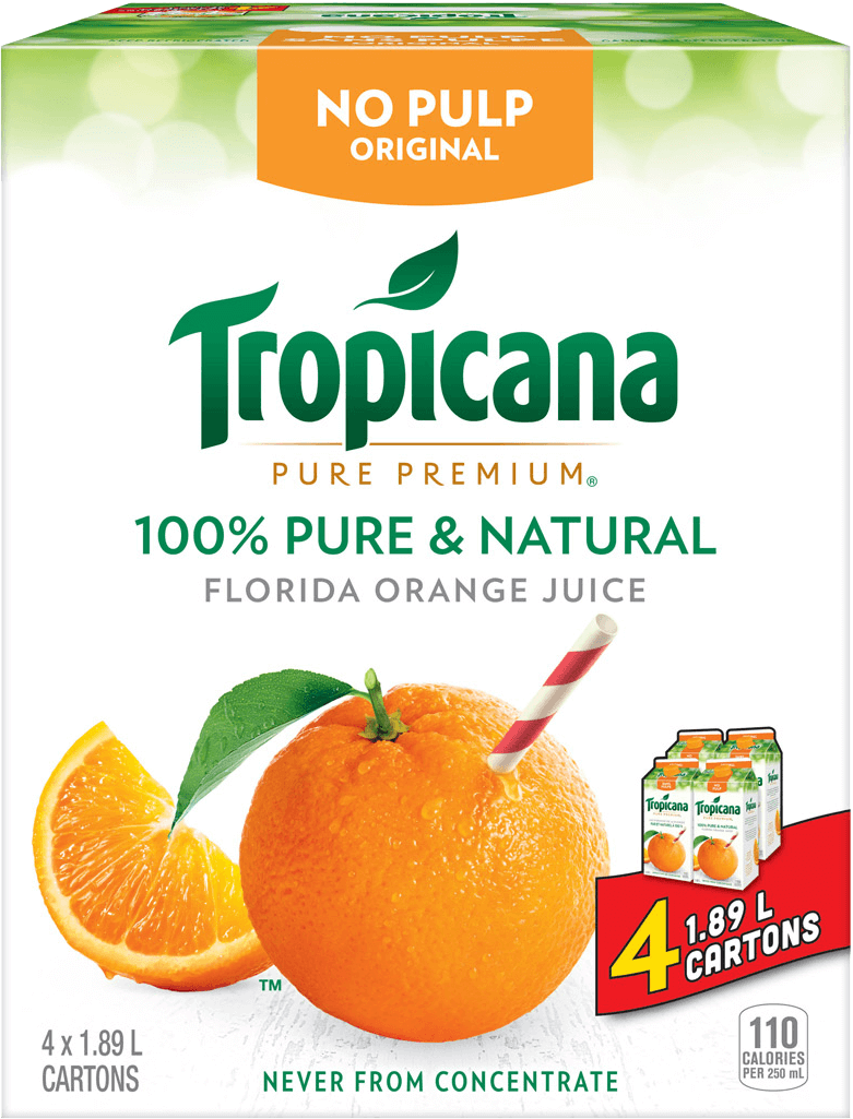 Tropicana 100 Pure Orange Juice No Pulp CLUB Tropicana.ca